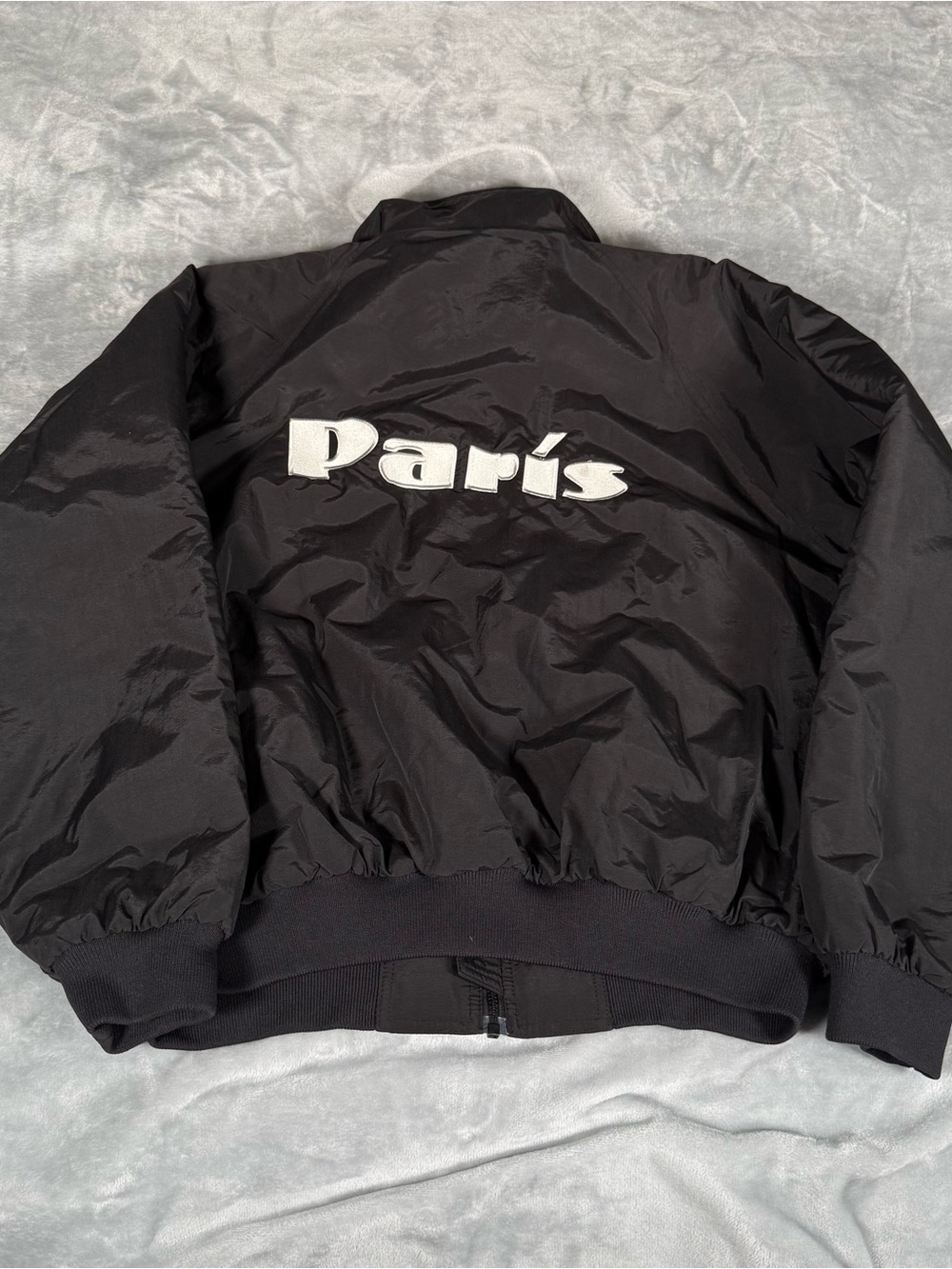 Vintage Paris Embroidered Fleece Bomber Jacket Mens XL Full Zip Game Sportswear